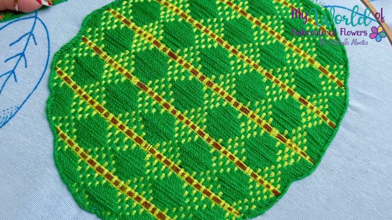 176. Bordado Fantasía Piña 6 / Hand Embroidery Pineapple 🍍 with Fantasy Stitch #bordado #embroidery