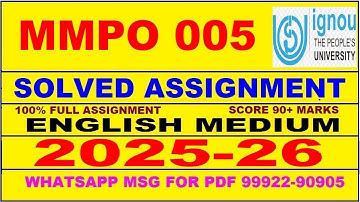 MMPO 005 solved assignment 2025-26 in English || mmpo 005 solved assignment 2026 || mmpo5 2025-26