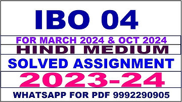 ibo 04 solved assignment 2023-24 | ibo 4 solved assignment in hindi 2024 | ibo 4 2024