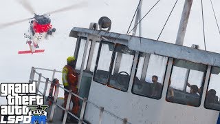 GTA 5 LSPDFR Coastal Callouts | Coast Guard Helicopter Rescues 6 Victims On A Sinking Boat | USCG