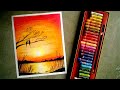 How to Draw Easy Scenery | Drawing Sunset Scenery with Oil pastel step By Step | oil pastel draw