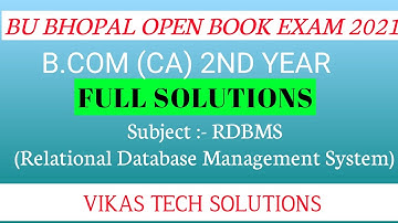BU Open book exam 2021| B.COM 2ND YEAR (CA) SUBJECT - RDBMS  | FULL SOLUTIONS