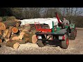 Holzspalter liegend - Eigenbau angetrieben durch Zapfwelle mit Kramer Traktor