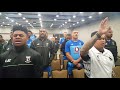 Vodafone Fiji Bati in fine voice and demonstrating thier faith in the lead up to the Pacific Test