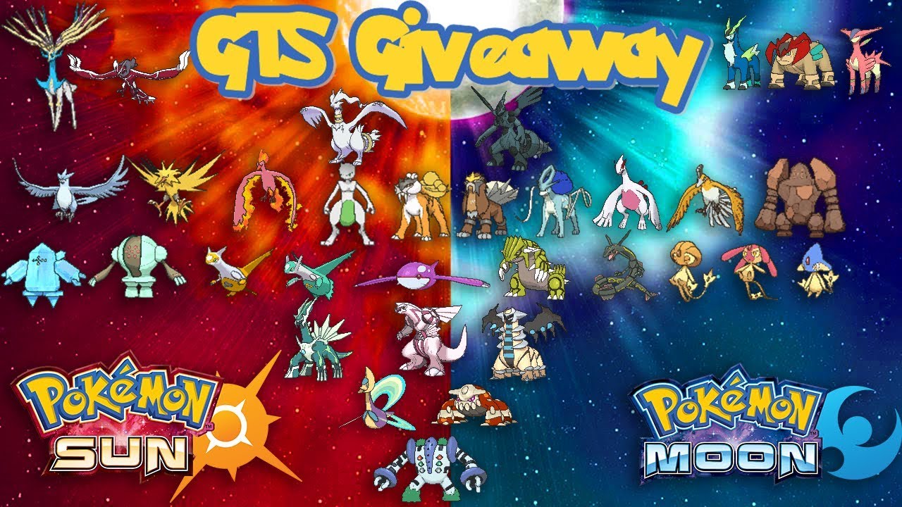 Pokemon Sun Moon Gts Giveaway All Shiny Non Mythical Legendary Pokemon Youtube