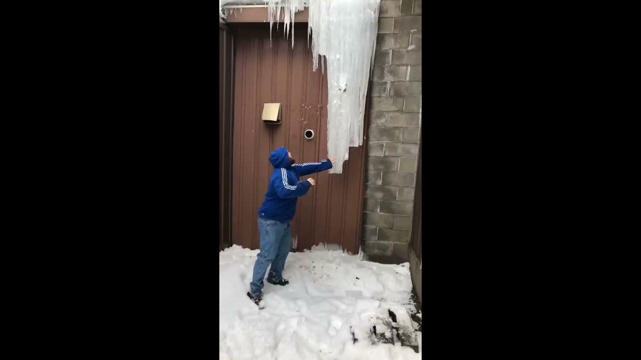 Knocking Down Massive Icicle