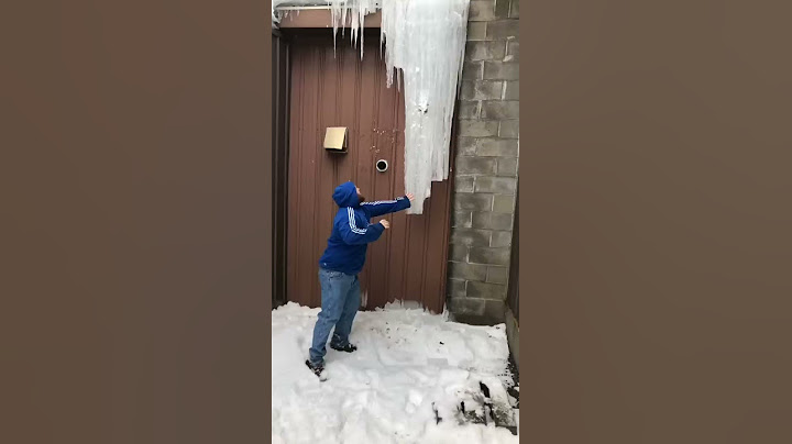 Knocking down massive icicle