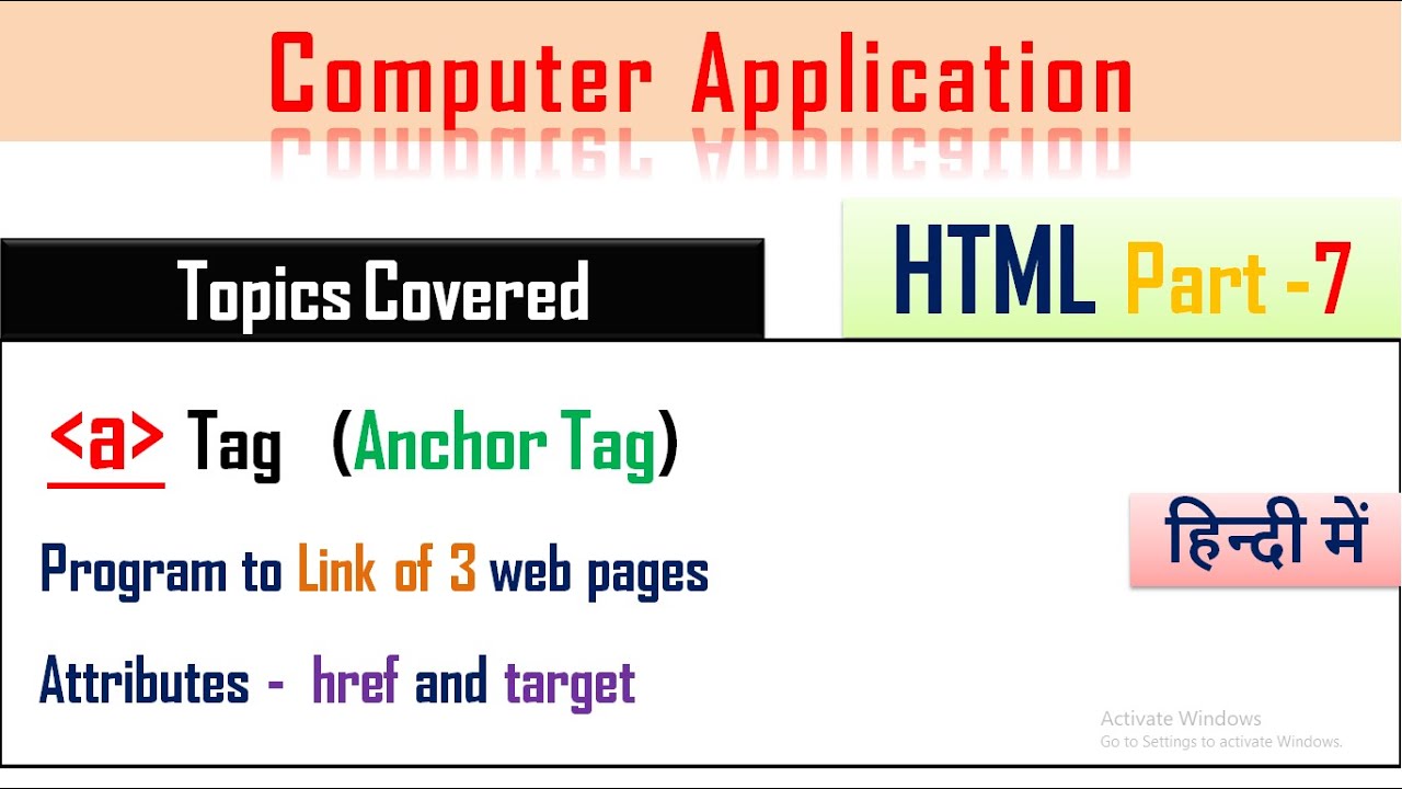 Anchor tag in HTMLLecture 17a tag in htmlanchor tag in html with all