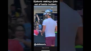 Novak Djokovic wears cycle helmet to make joke out of bottle incident #rome #italianopen #atptour