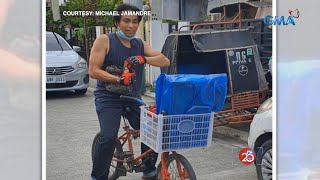 Lalaking nagde-deliver gamit ang luma niyang bisikleta, binigyan ng bagong bike | Saksi