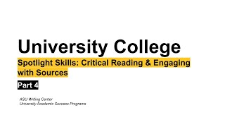 Critical Reading & Engaging with Sources: Using Sources
