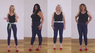 От XS до XXL: разные девушки примеряют джинсы одной модели