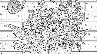 Color by Number lower Bucket & Butterfly Brick Wall Hey Color Online Game #coloringbook screenshot 1