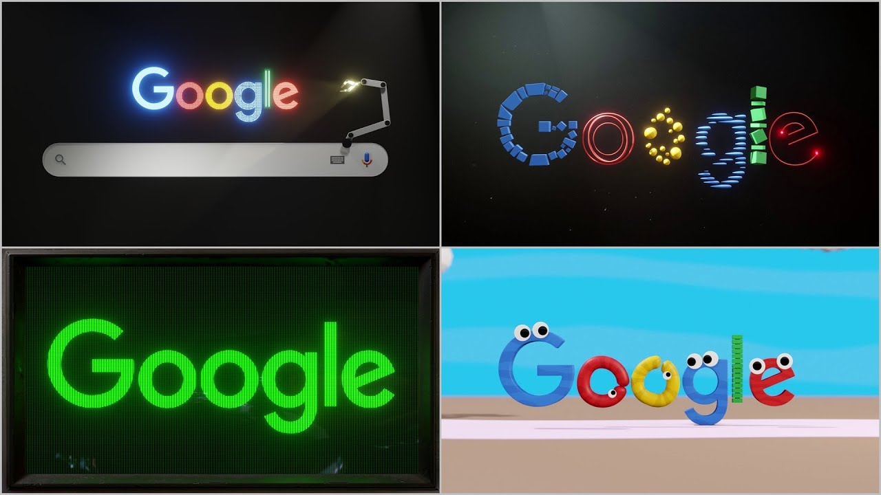 ⁣Google Logo Intro Compilation - light effects and cartoon characters