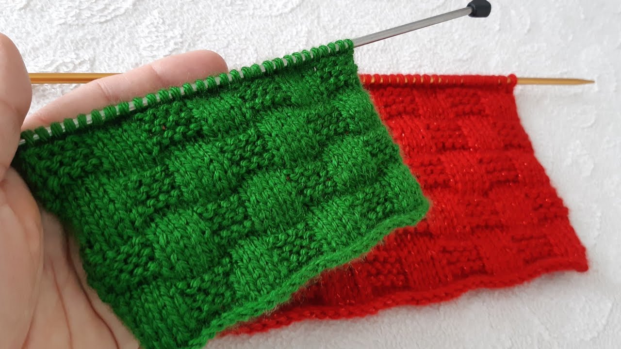 İki Şiş ile Üç Boyutlu Sepet/Hasır Örgü / Basket Weave Knitting Stitch Tutorial