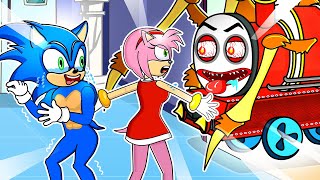  Choo Choo Charles Attack Sonic - Amy Protects Sonic From Monsters Scomics Play