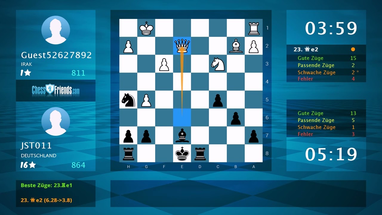 Schachspielanalyse: Guest52627892 - JST011, 0-1 (Von ChessFriends.com)