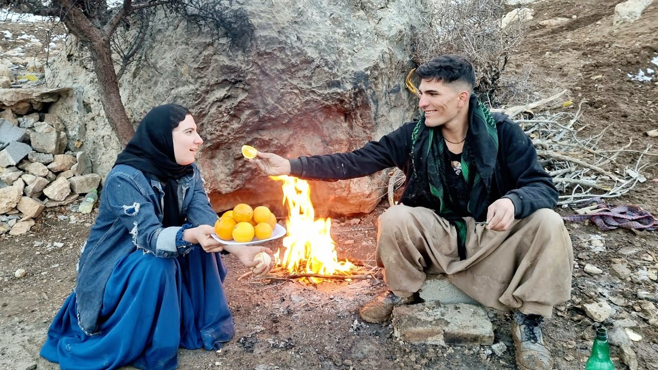 The nomadic life of Afshin, collecting firewood in the snow blizzard of ...