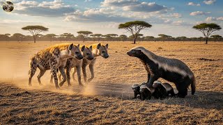 Honey Badger vs  Hyenas! Protecting Her Babies at All Costs.