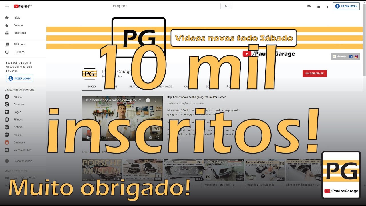 Chegamos aos 10mil inscritos!! MUITO OBRIGADO!!