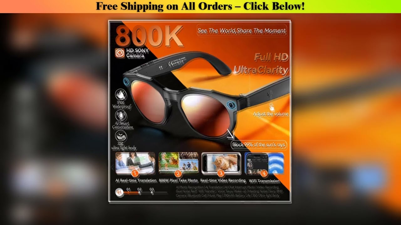 2026 New 4K HD AI Smart Glasses Men 800W Pixel Camera Bluetooth Call 4GB WIFI Transmission Voice As