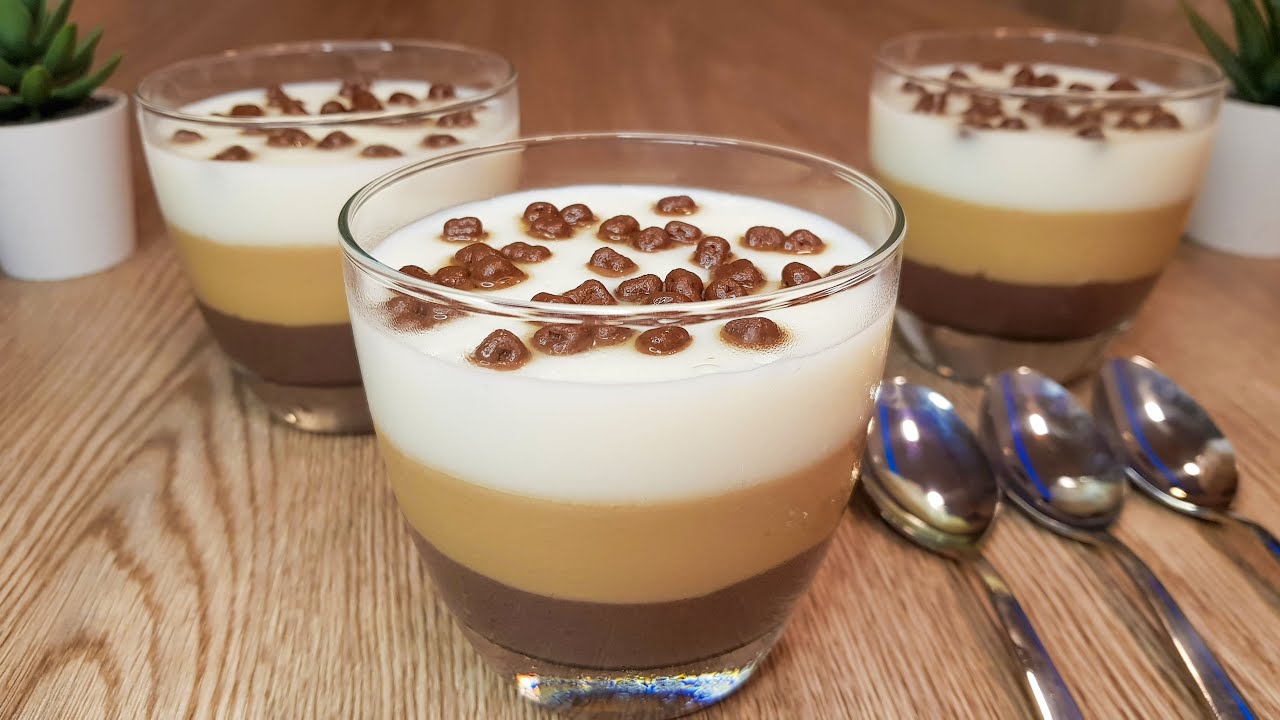 Three Layer Pudding (Chocolate+Coffee+Vanilla) - YouTube
