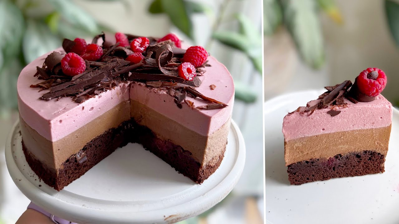 Málnás-étcsokoládés Mousse torta