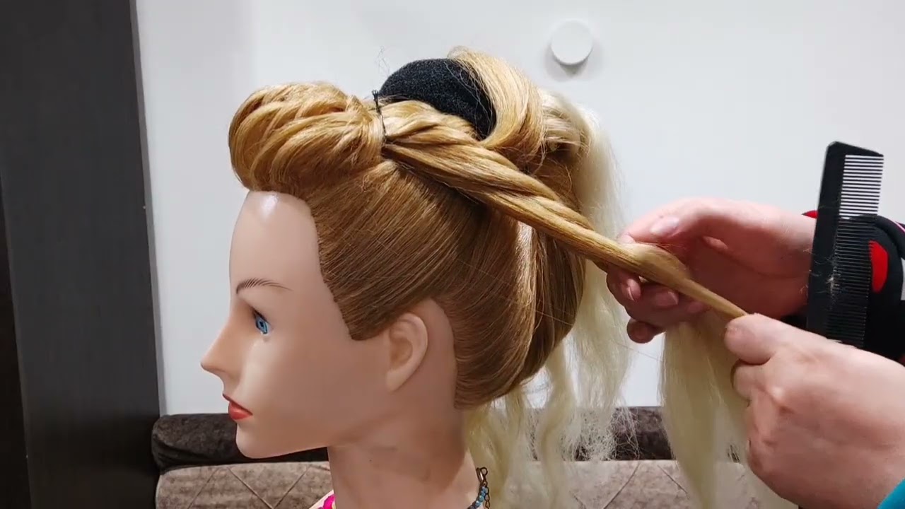 💓 طريقة عمل ( شنيون رول معلق بطريقة حلوة للصبايا بتناسب كل المناسبات 💓 ) 