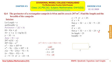 Online Lesson # 9MathematicsJC    Solving Quadratic Equations By Factorisation,  by Zahid Hussain