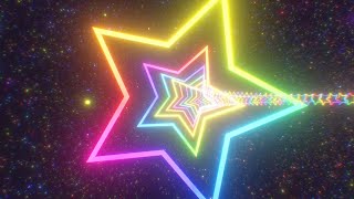 Fly Through Rainbow Neon Star Shape Space Portal Ring At Light Speed 4K Motion Background for Edits