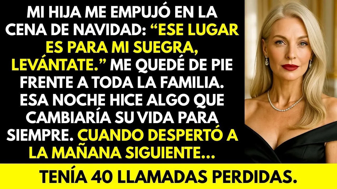 Mi Hija me empujó en la cena de Navidad “Ese lugar es para mi suegra, levántate ” Entonces yo