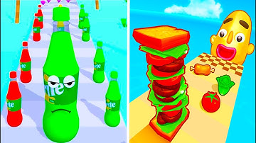 Juice Run Vs Sandwich Runner 🍉🍊🍓 Walkthrough All New Max Update Mobile Tiktok Gameplay BG9237