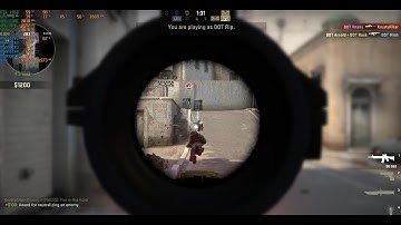 CS:GO (24.02.2018) Dust II -Playing with bots (Expert) Doing FPS test
