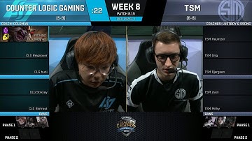 CLG vs TSM | Week 8 Day 1- NA LCS SUMMER 2018 - Counter Logic Gaming vs Team SoloMid