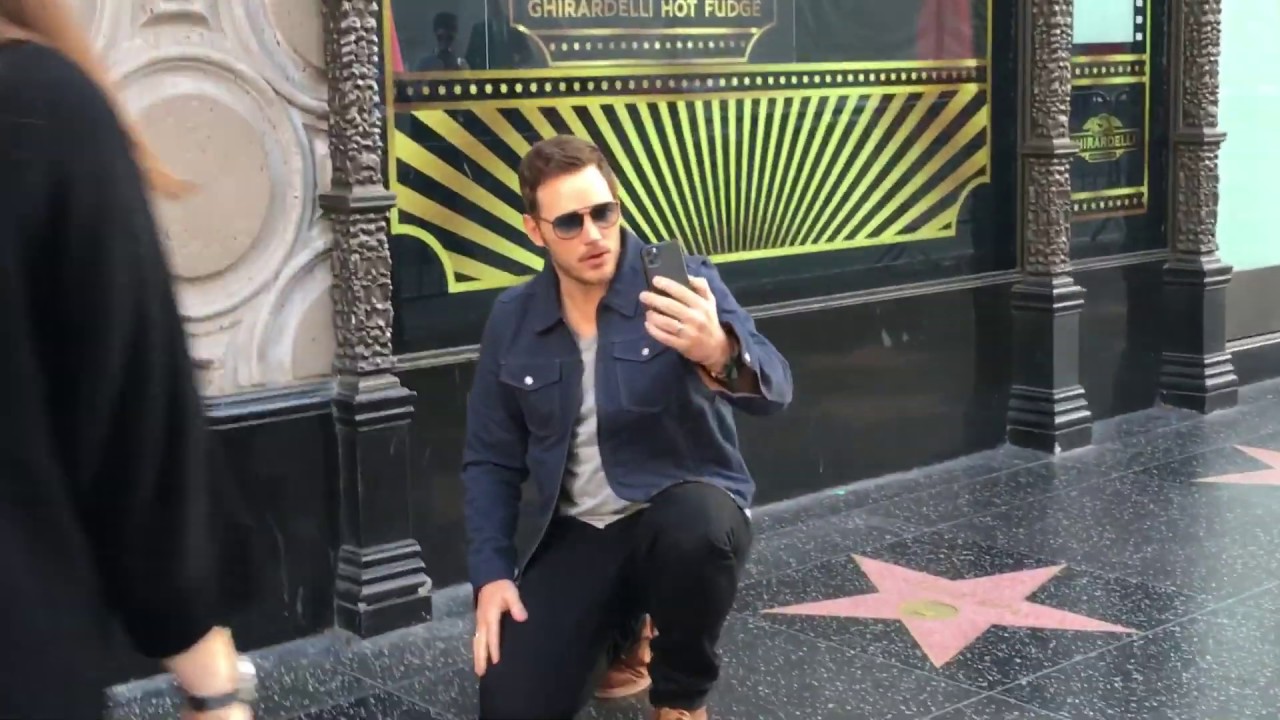 Chris Pratt at his Star on Hollywood Blvd