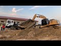 Dump Truck 26T Fail, Excavator Helps ធ្វើការសូមប្រុងប្រយត័..! ឡានប៉ែនបាក់ទ្រង អិស្កាមកជួយ