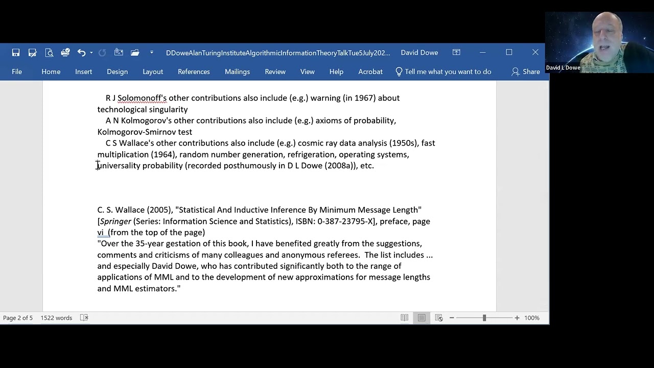 David Dowe: Minimum Message Length, Solomonoff-Kolmogorov complexity, intelligence, deep learning...