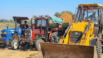 Mahindra 475 Di Massey 241 Tractor Fully Loaded with Red Mud Overturned with JCB 3dx | Jcb Video