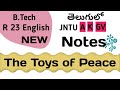 The Toys of Peace SAKI Notes in Telugu I JNTUA JNTUK JNTUGV Btech R23 English