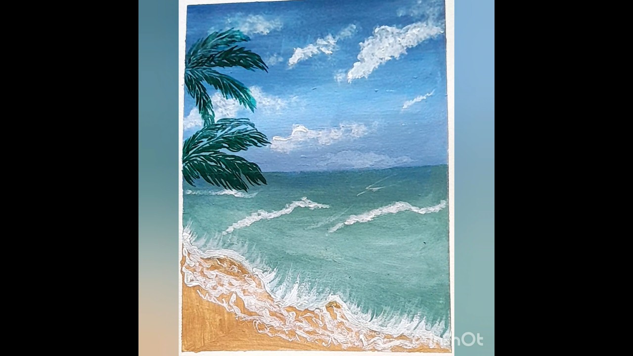 Easy Beach Painting/ Acrylic painting tutorial #shortvideo #shotrs #painting #art #beginnerpainting