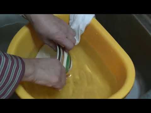 【お手本】道具類手入れ⑥ 茶碗の手入れ　上田宗箇流　高陽東高校茶道部  maintenance of tools