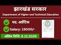 Jharkhand govt Apprentice Vacancy 2025| Salary 15000/-, Apply online start| Jharkhand vacancy 2025