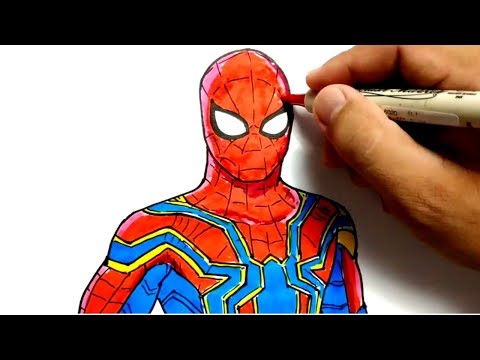 cara menggambar spiderman marvel avengers dengan mudah