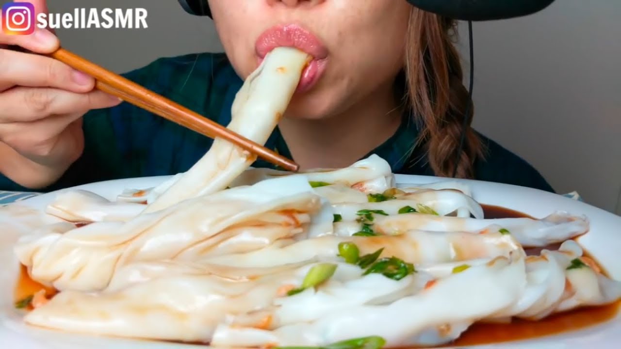 *No Talking* ASMR Wide Shrimp Rice Noodles Mukbang 蝦米腸 腸粉 먹방 Bánh cuốn