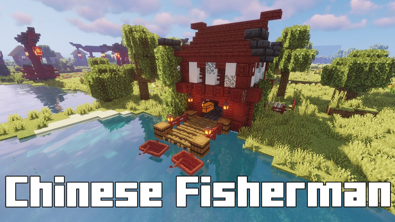 Китайский рыбацкий домик в Minecraft | Вдохновение в прибрежном китайском квартале