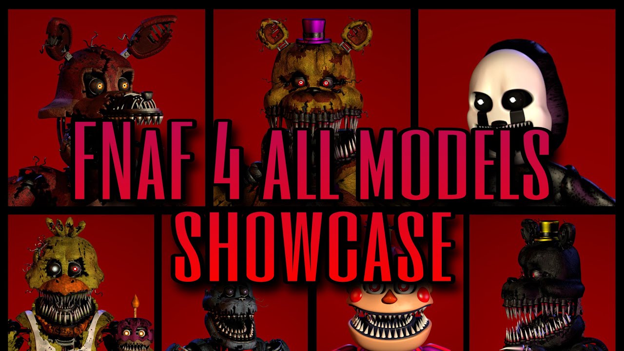 FNAF 4 C4D) MOST ACCURATE MODELS - ALL ANIMATRONICS SHOWCASE (models by  Scott Cawthon) 