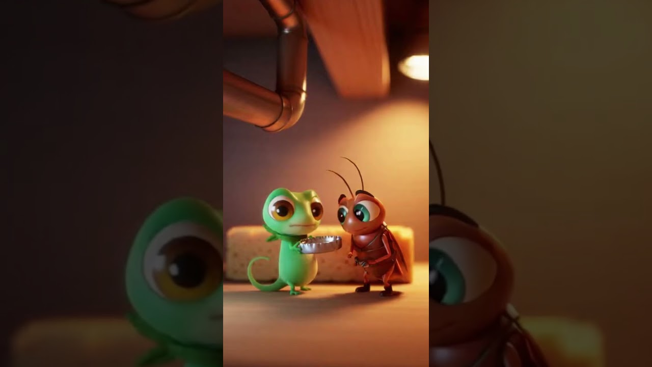 The Little Lizard and the Roach  Funny Cartoon Games