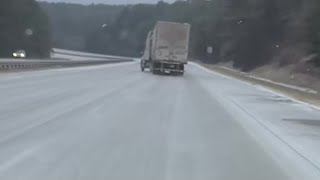 Tractortrailer crashes in Alabama during winter storm