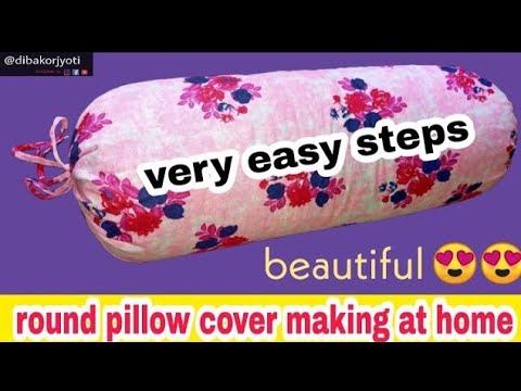how to make round pillow cover at home || round pillow cover cutting and stitching || easy design