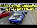 500HP K20 Turbo Honda Civic Roll Racing Compilation